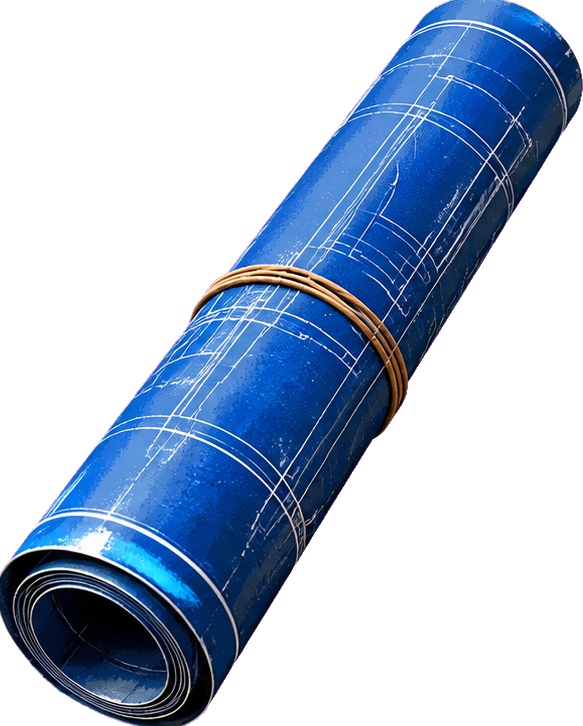 Rolled-up blueprint