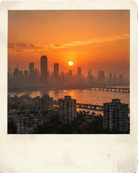 Mumbai skyline at sunset