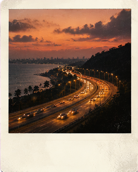 A coastal highway at dusk